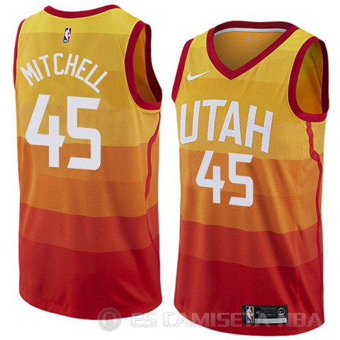 Camiseta Mitchell #45 Utah Jazz Ciudad 2017-18 Naranja - Haga un click en la imagen para cerrar